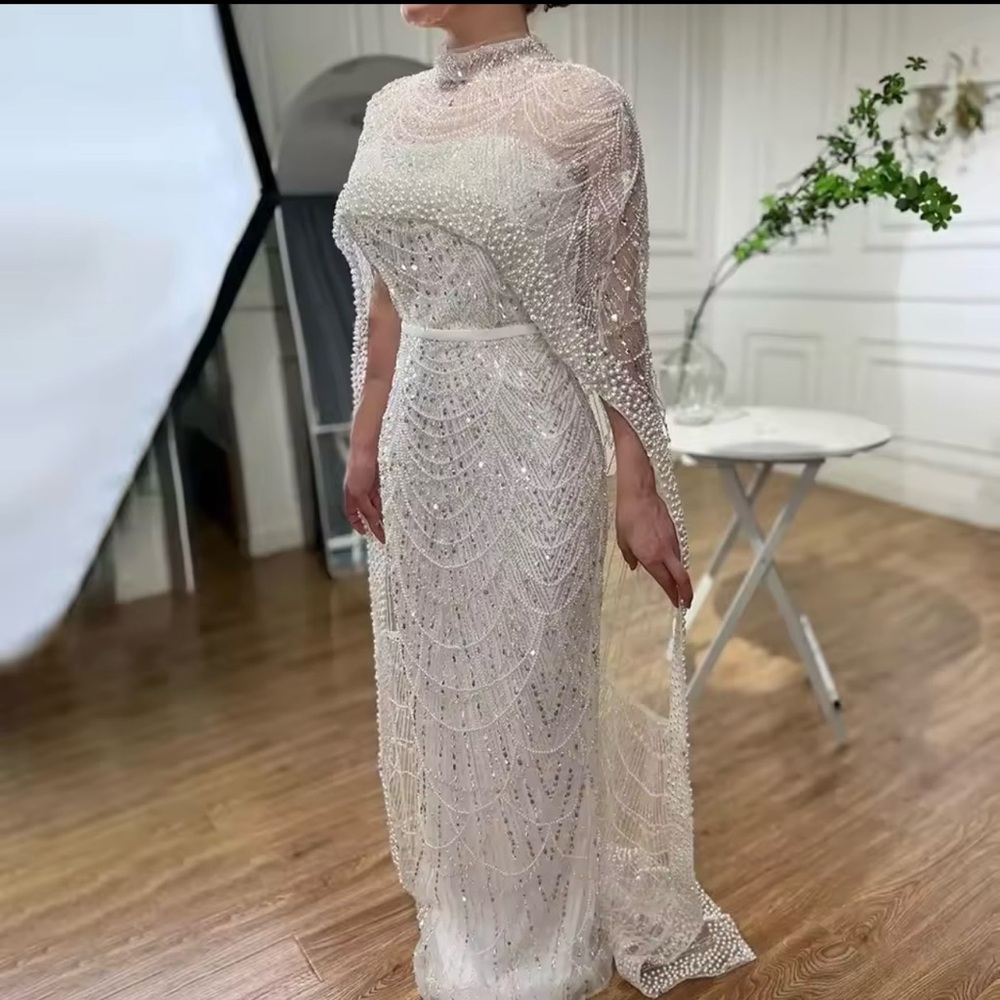 Elegant White Beaded Gown